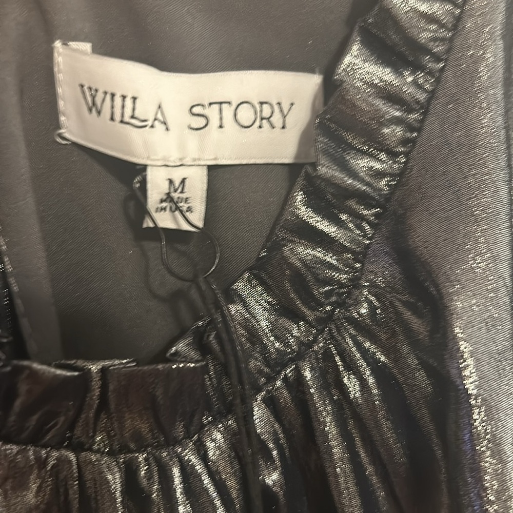 Willa Story Silver Metallic Top
